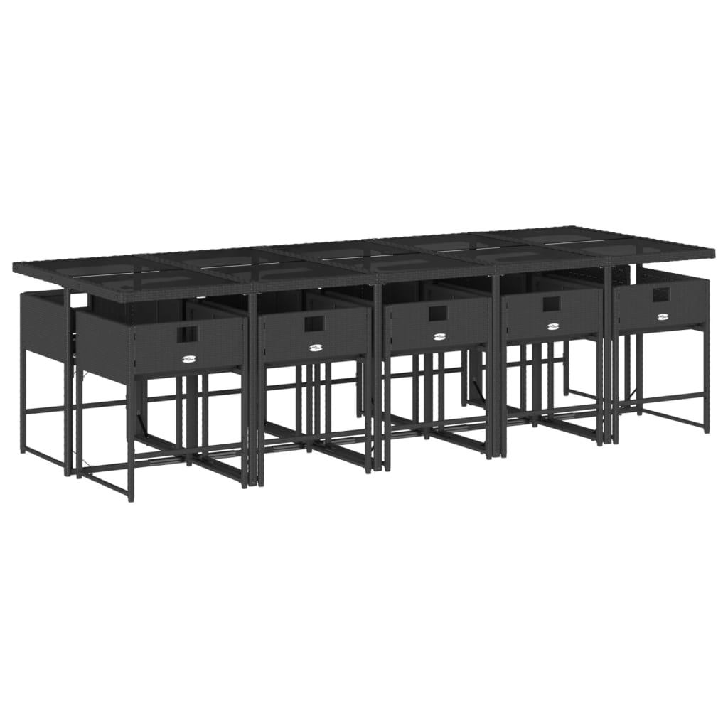 11-delige Tuinset met kussens poly rattan zwart is nu te koop bij PeponiXL, paradijselijk wonen!