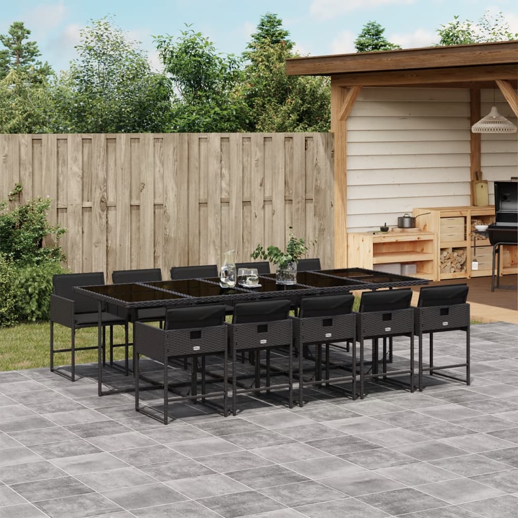 11-delige Tuinset met kussens poly rattan zwart is nu te koop bij PeponiXL, paradijselijk wonen!
