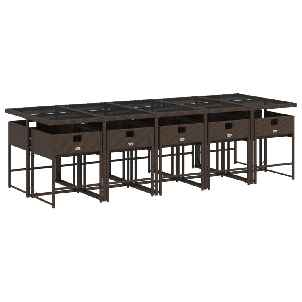 11-delige Tuinset met kussens poly rattan bruin is nu te koop bij PeponiXL, paradijselijk wonen!