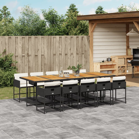 11-delige Tuinset met kussens poly rattan zwart is nu te koop bij PeponiXL, paradijselijk wonen!