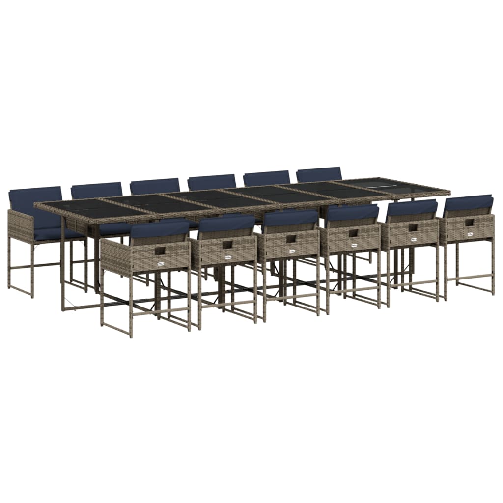 13-delige tuinset met kussens, grijs polyrotan is nu te koop bij PeponiXL, paradijselijk wonen!