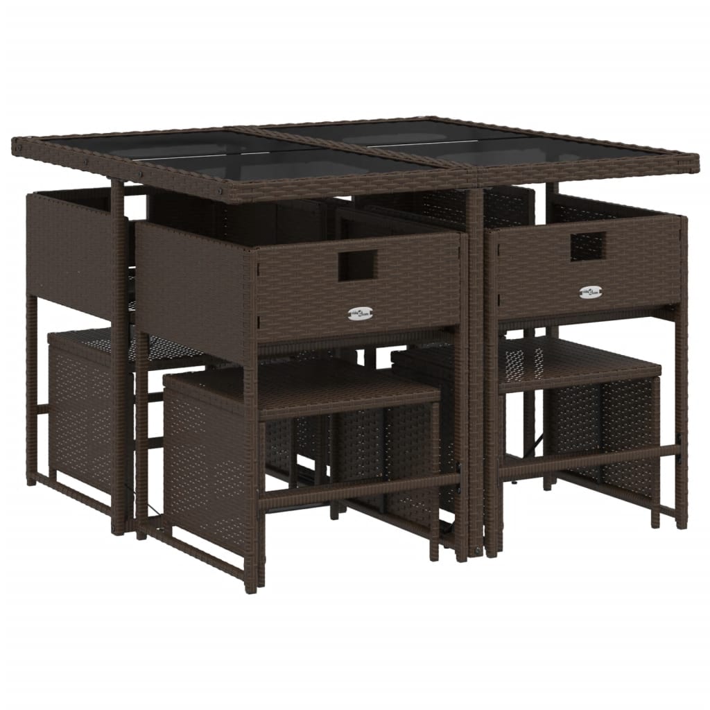 9-delige Tuinset met kussens poly rattan bruin is nu te koop bij PeponiXL, paradijselijk wonen!