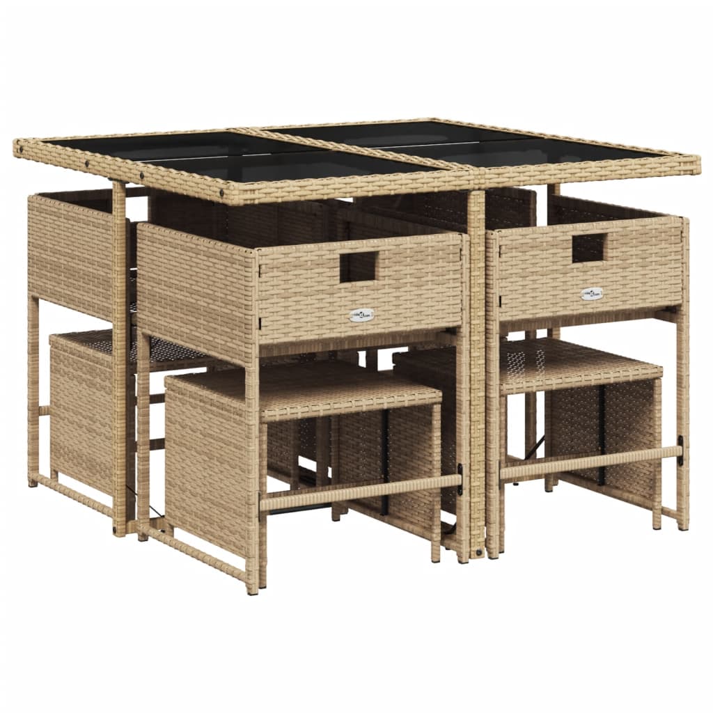 9-delige Tuinset met kussens poly rattan gemengd beige is nu te koop bij PeponiXL, paradijselijk wonen!