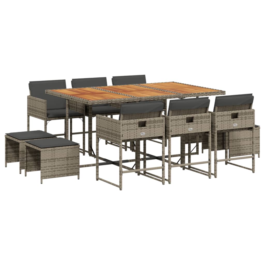 11-delige Tuinset met kussens poly rattan grijs is nu te koop bij PeponiXL, paradijselijk wonen!