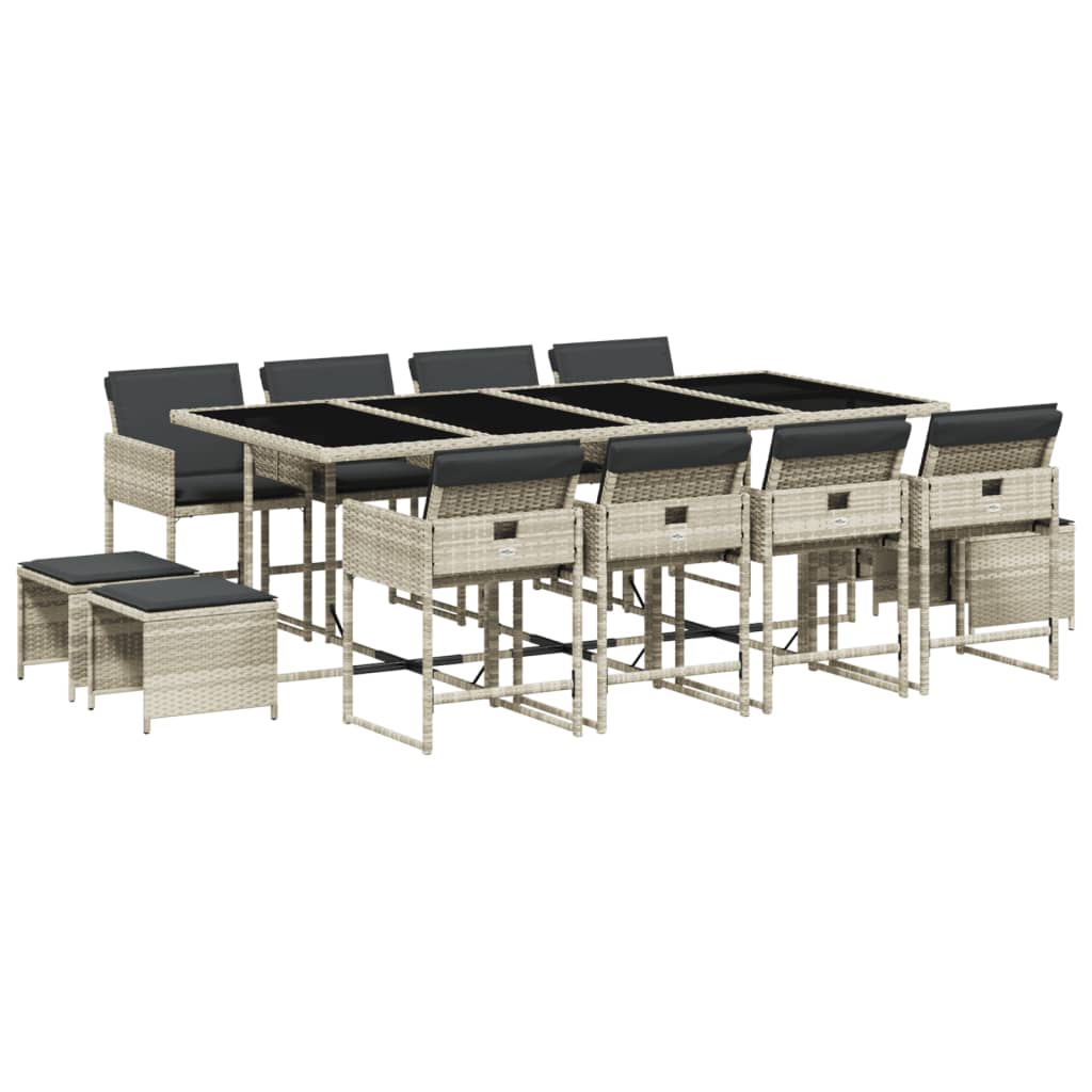 13-delige Tuinset met kussens poly rattan lichtgrijs is nu te koop bij PeponiXL, paradijselijk wonen!
