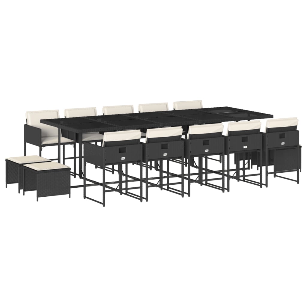 15-delige Tuinset met kussens poly rattan zwart is nu te koop bij PeponiXL, paradijselijk wonen!