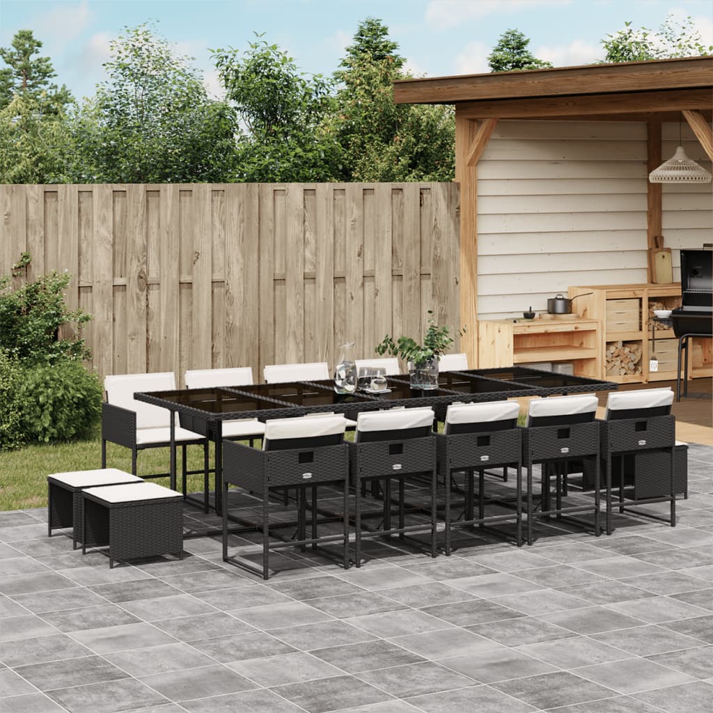 15-delige Tuinset met kussens poly rattan zwart is nu te koop bij PeponiXL, paradijselijk wonen!