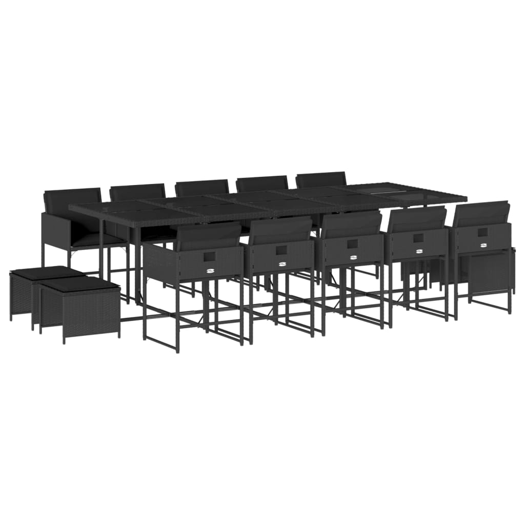 15-delige Tuinset met kussens poly rattan zwart is nu te koop bij PeponiXL, paradijselijk wonen!