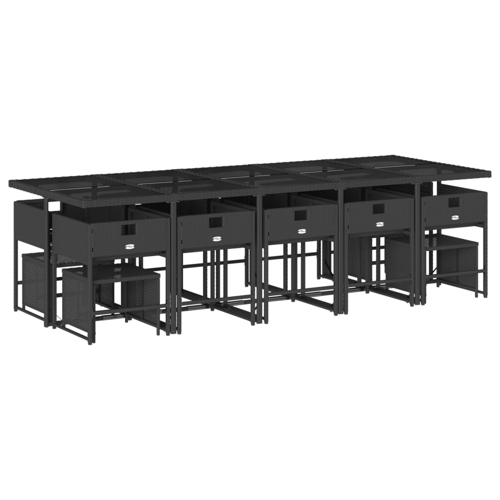 15-delige Tuinset met kussens poly rattan zwart is nu te koop bij PeponiXL, paradijselijk wonen!