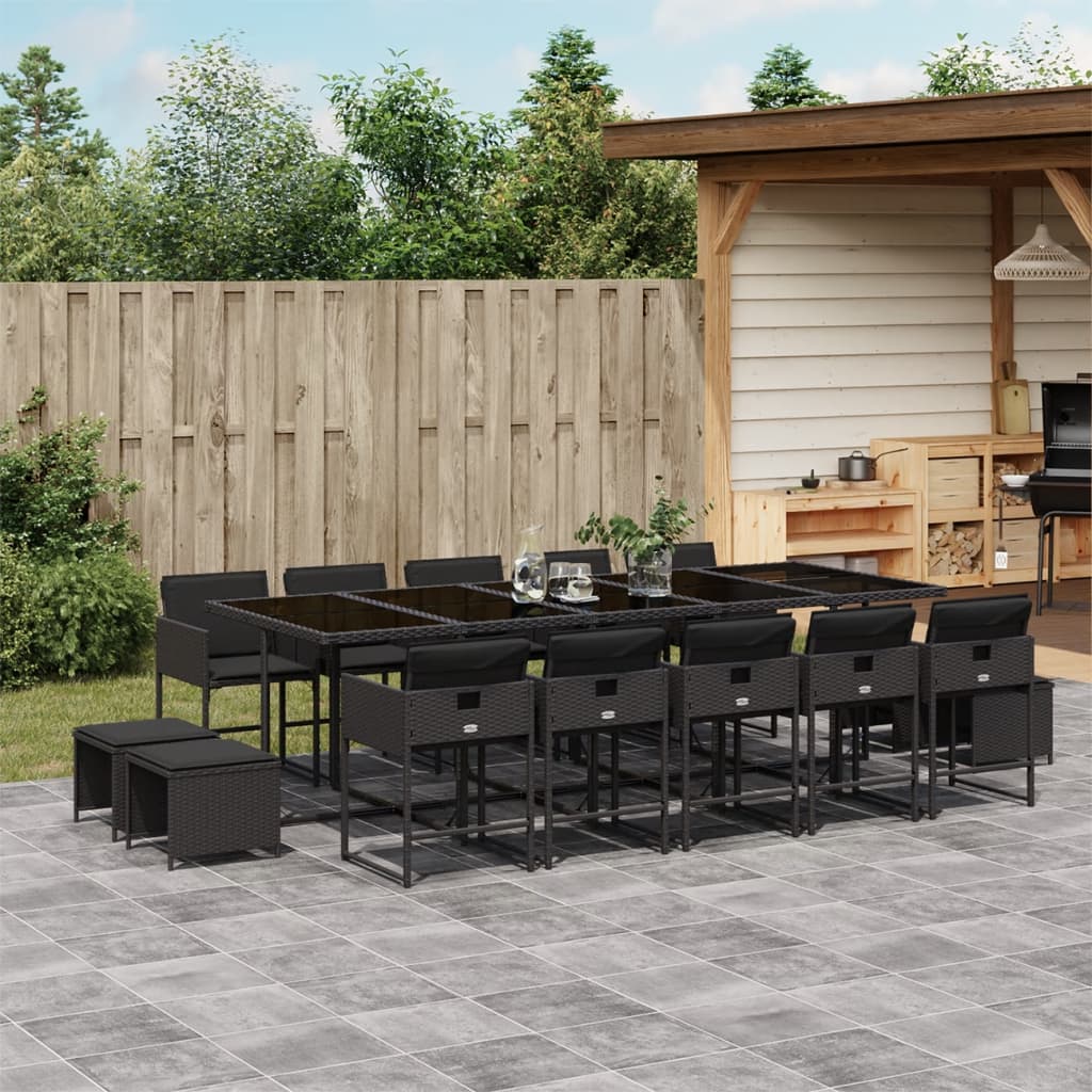 15-delige Tuinset met kussens poly rattan zwart is nu te koop bij PeponiXL, paradijselijk wonen!