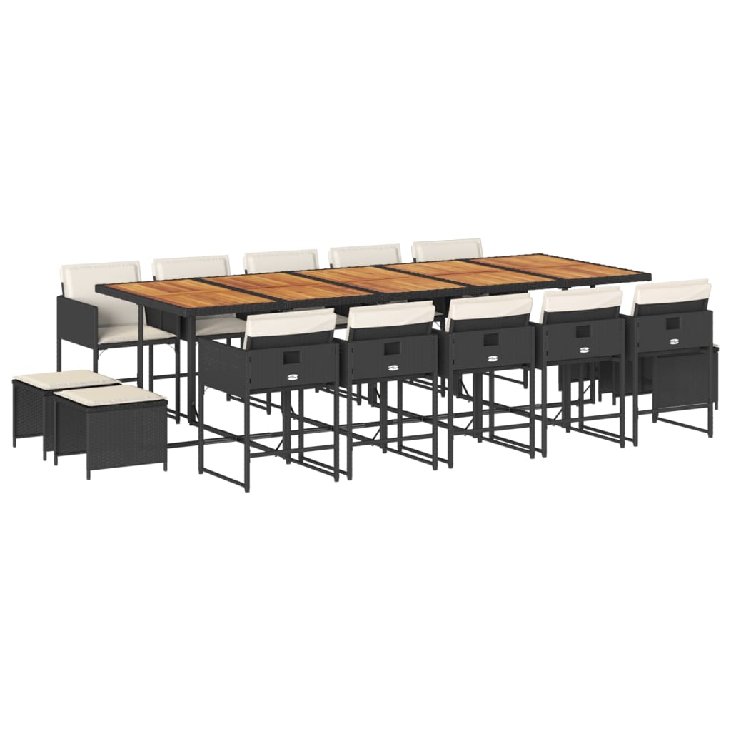 15-delige Tuinset met kussens poly rattan zwart is nu te koop bij PeponiXL, paradijselijk wonen!