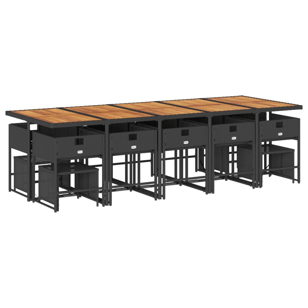 15-delige Tuinset met kussens poly rattan zwart is nu te koop bij PeponiXL, paradijselijk wonen!