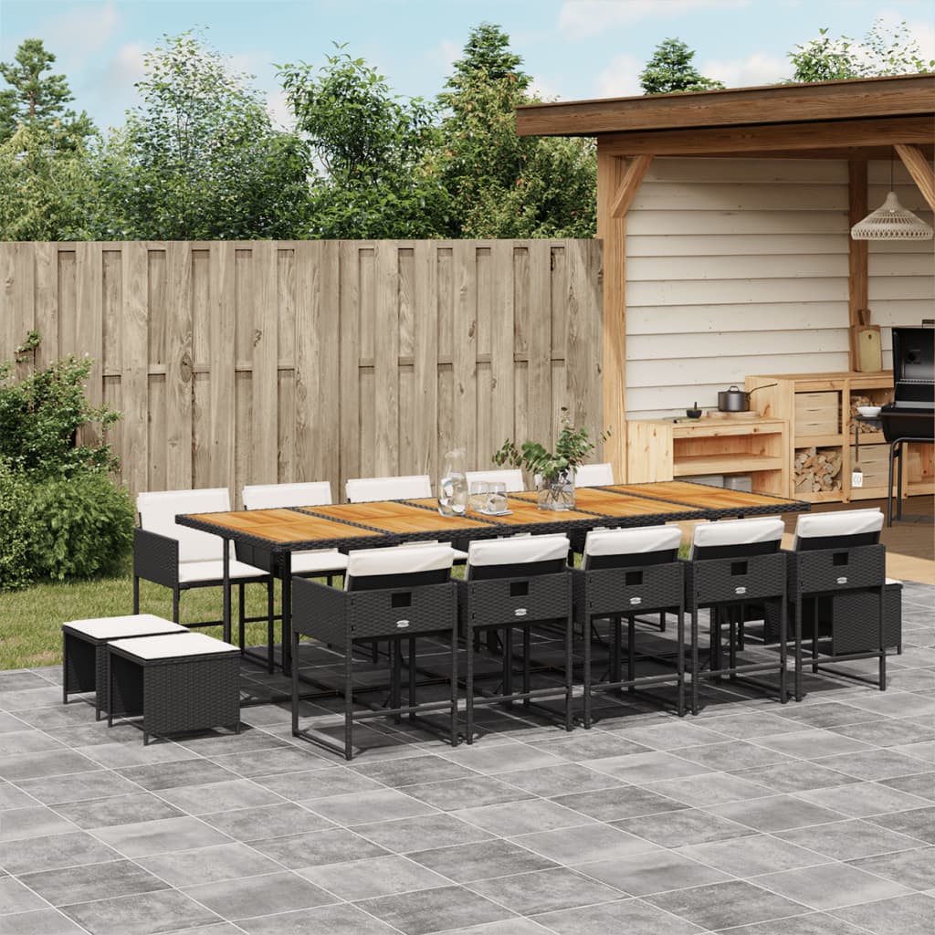 15-delige Tuinset met kussens poly rattan zwart is nu te koop bij PeponiXL, paradijselijk wonen!