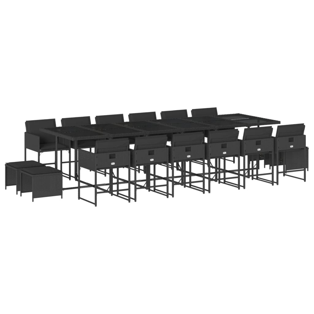 17-delige Tuinset met kussens poly rattan zwart is nu te koop bij PeponiXL, paradijselijk wonen!