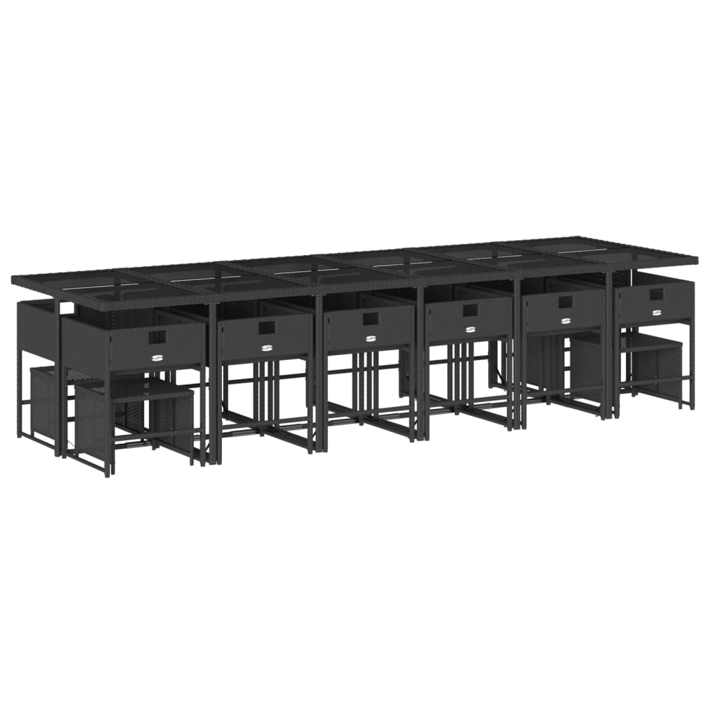 17-delige Tuinset met kussens poly rattan zwart is nu te koop bij PeponiXL, paradijselijk wonen!
