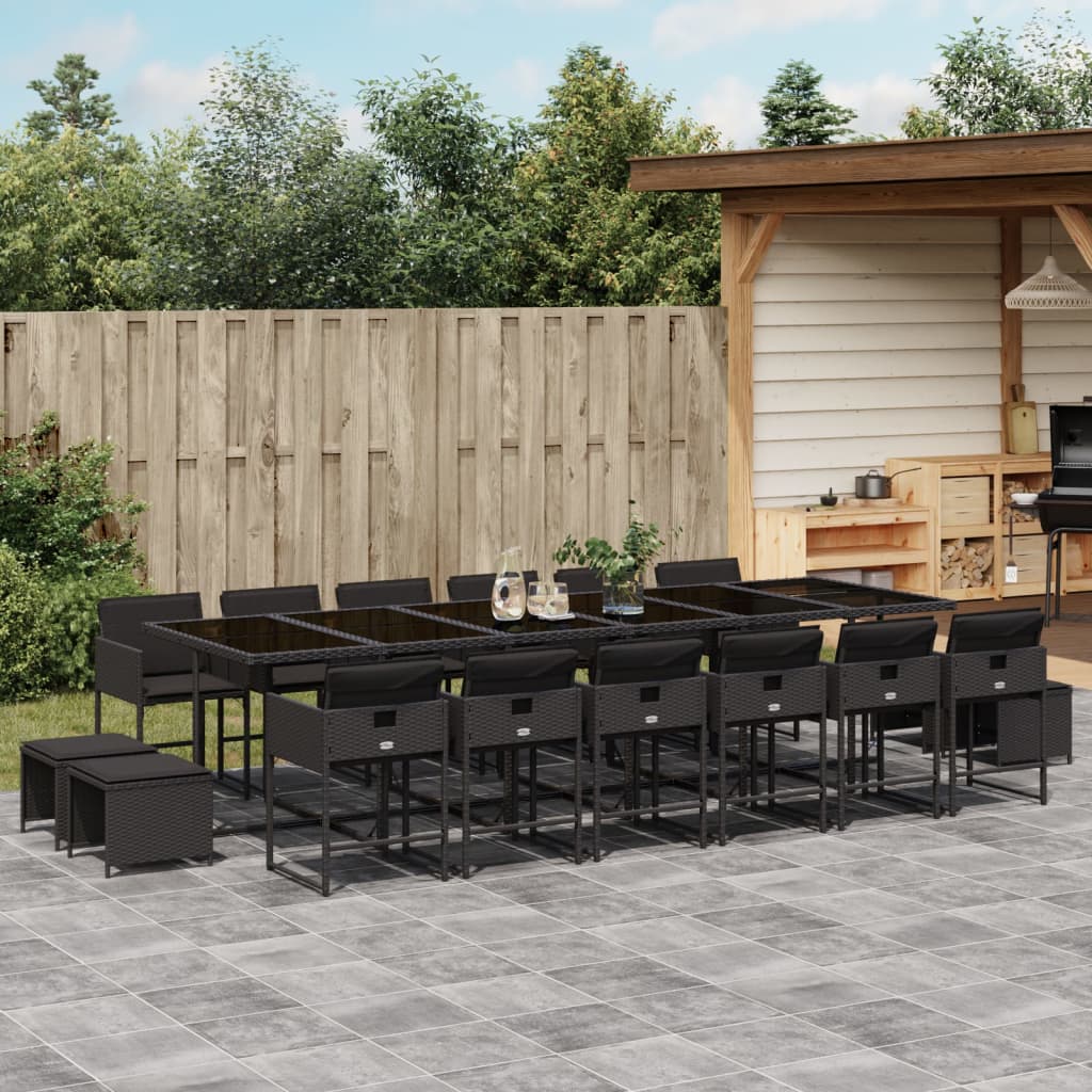 17-delige Tuinset met kussens poly rattan zwart is nu te koop bij PeponiXL, paradijselijk wonen!