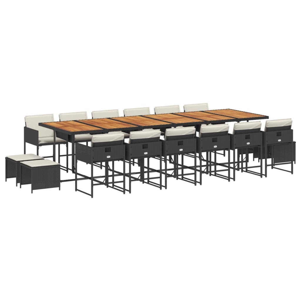 17-delige Tuinset met kussens poly rattan zwart is nu te koop bij PeponiXL, paradijselijk wonen!