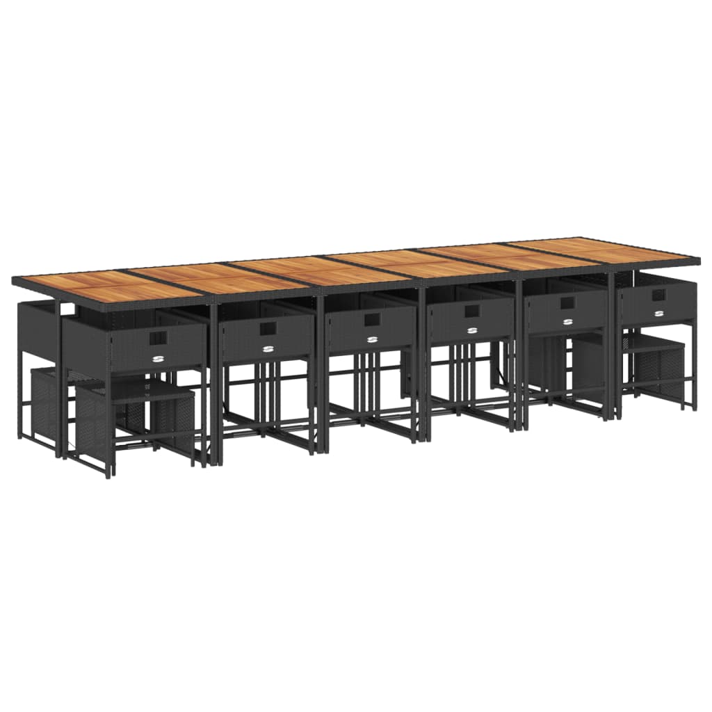 17-delige Tuinset met kussens poly rattan zwart is nu te koop bij PeponiXL, paradijselijk wonen!