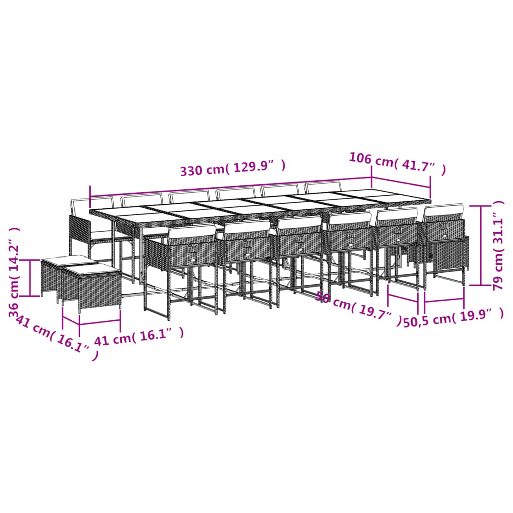 17-delige Tuinset met kussens poly rattan zwart is nu te koop bij PeponiXL, paradijselijk wonen!