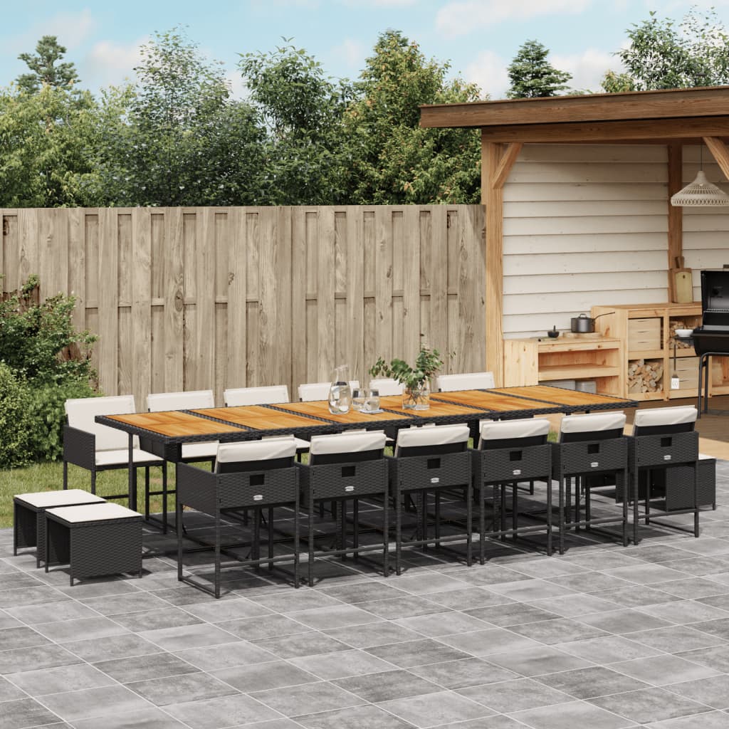 17-delige Tuinset met kussens poly rattan zwart is nu te koop bij PeponiXL, paradijselijk wonen!