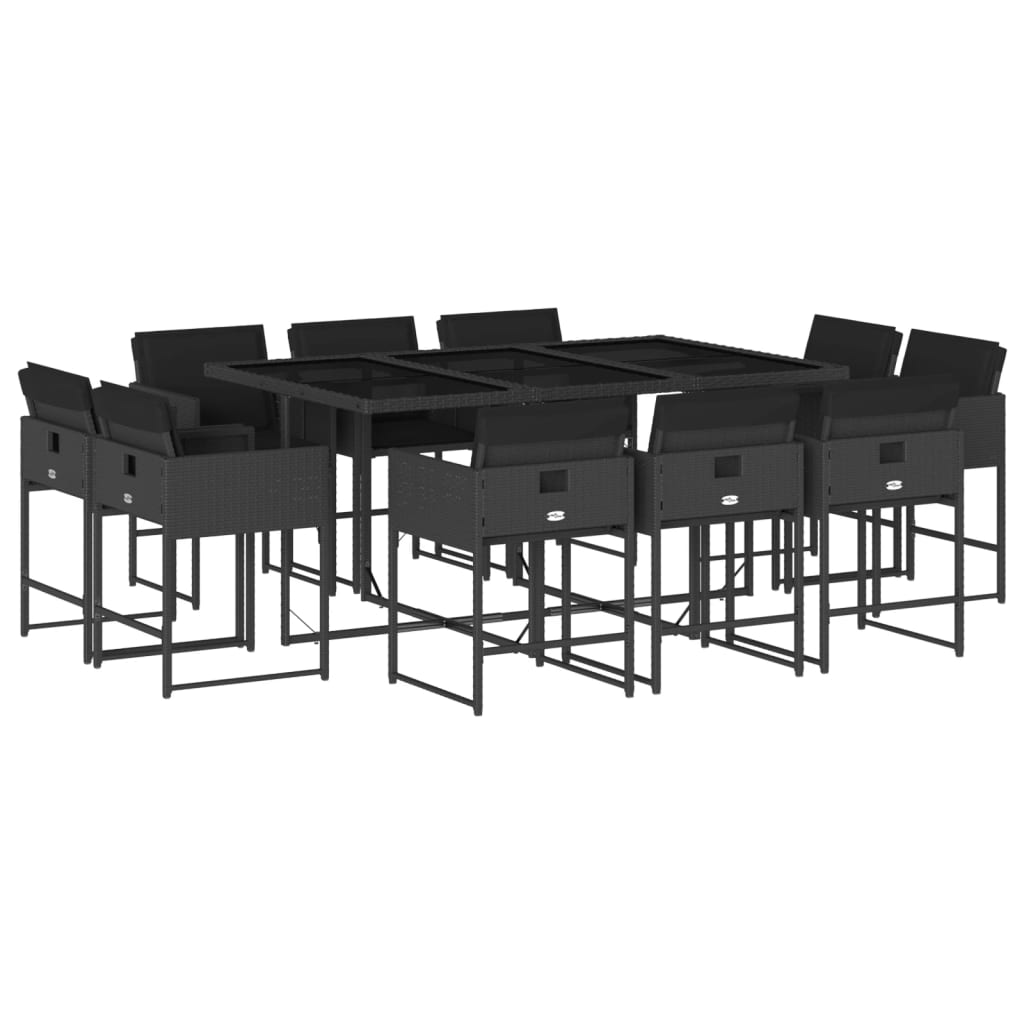 11-delige Tuinset met kussens poly rattan zwart is nu te koop bij PeponiXL, paradijselijk wonen!