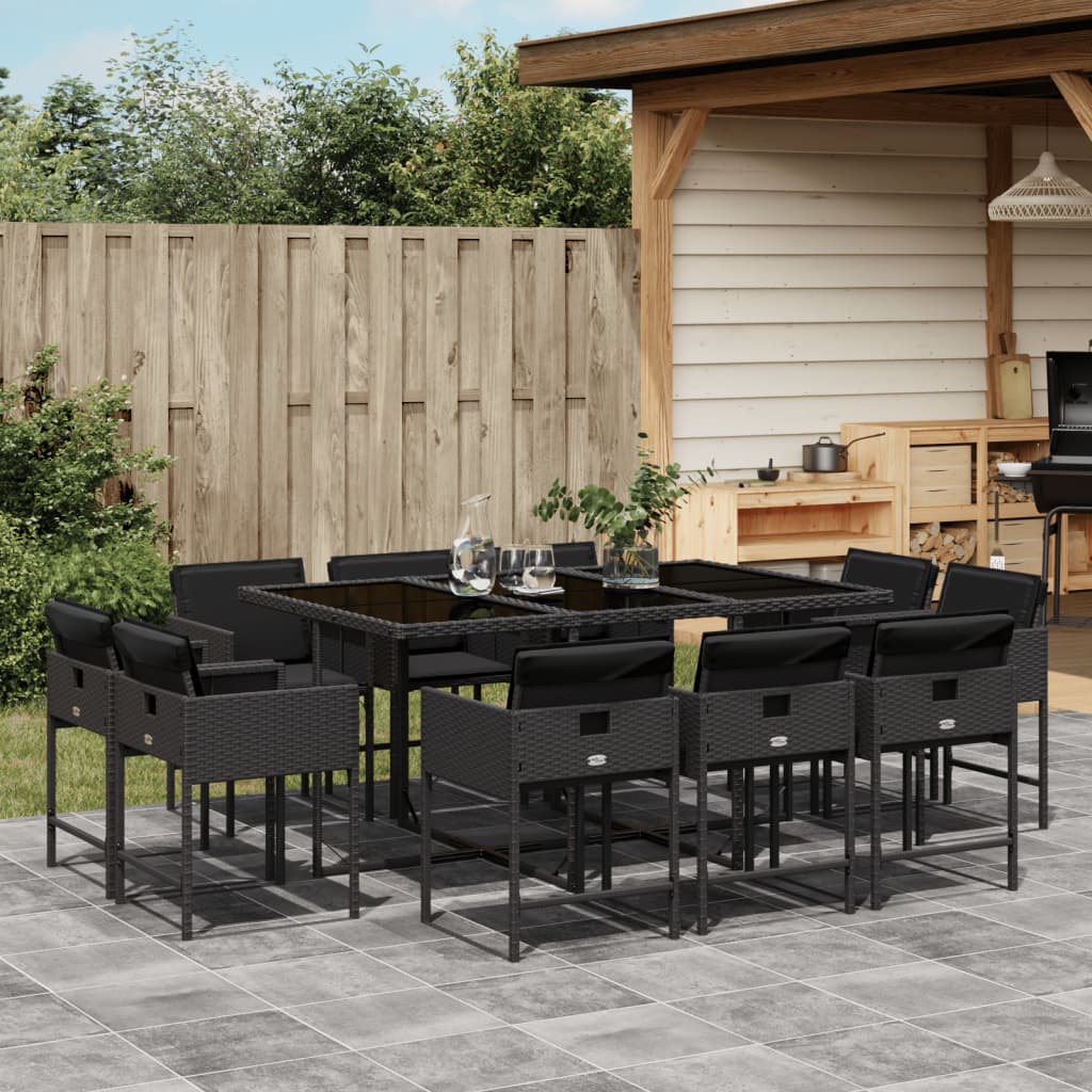 11-delige Tuinset met kussens poly rattan zwart is nu te koop bij PeponiXL, paradijselijk wonen!