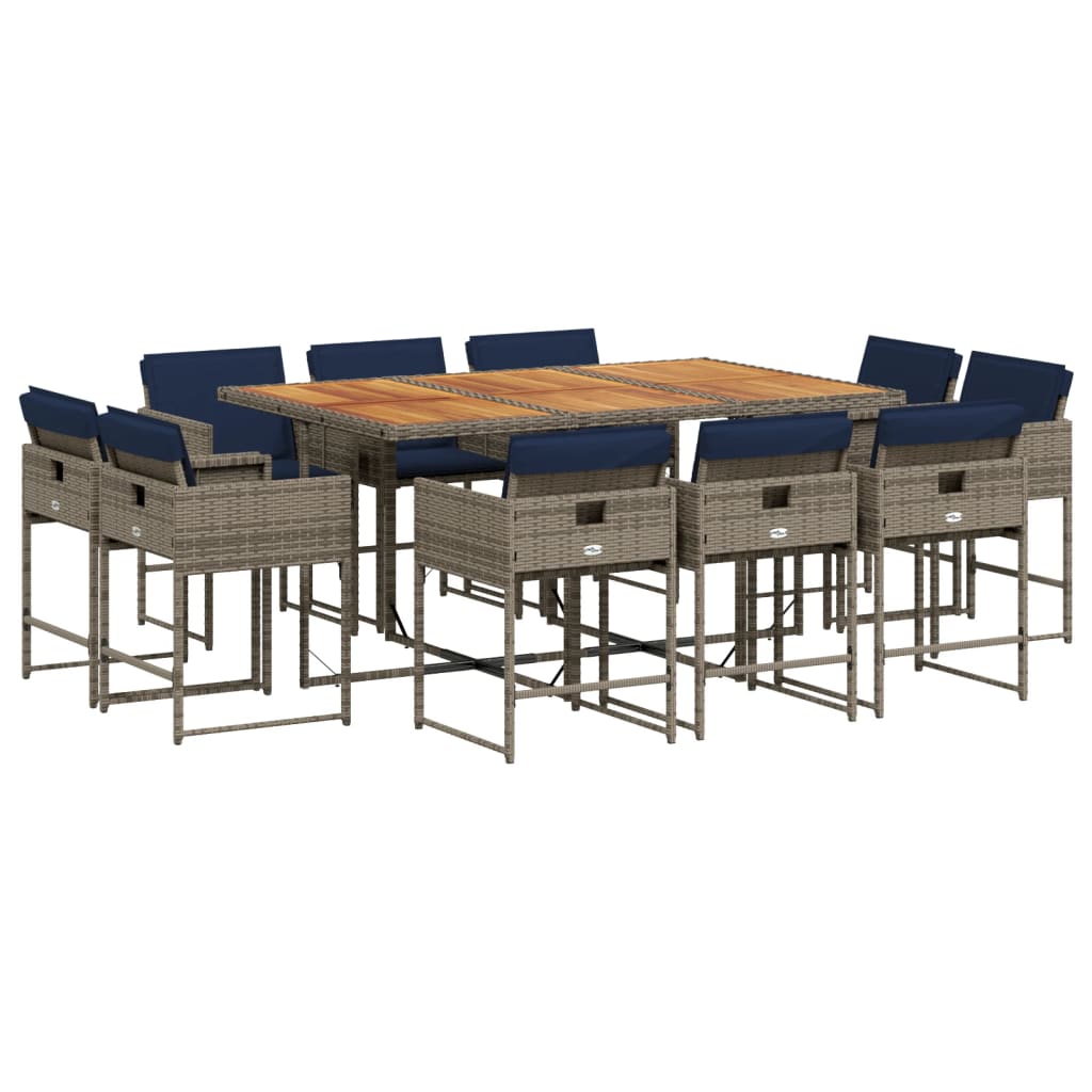 11-delige tuinset met kussens, grijs polyrotan is nu te koop bij PeponiXL, paradijselijk wonen!