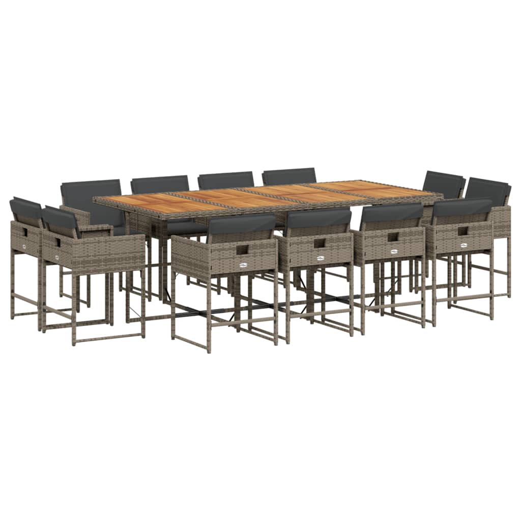 13-delige Tuinset met kussens poly rattan grijs is nu te koop bij PeponiXL, paradijselijk wonen!