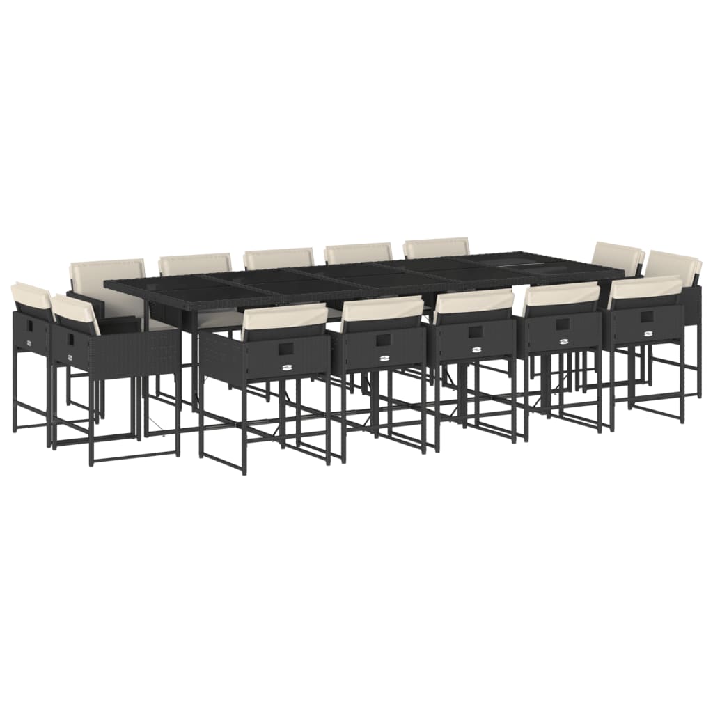15-delige Tuinset met kussens poly rattan zwart is nu te koop bij PeponiXL, paradijselijk wonen!