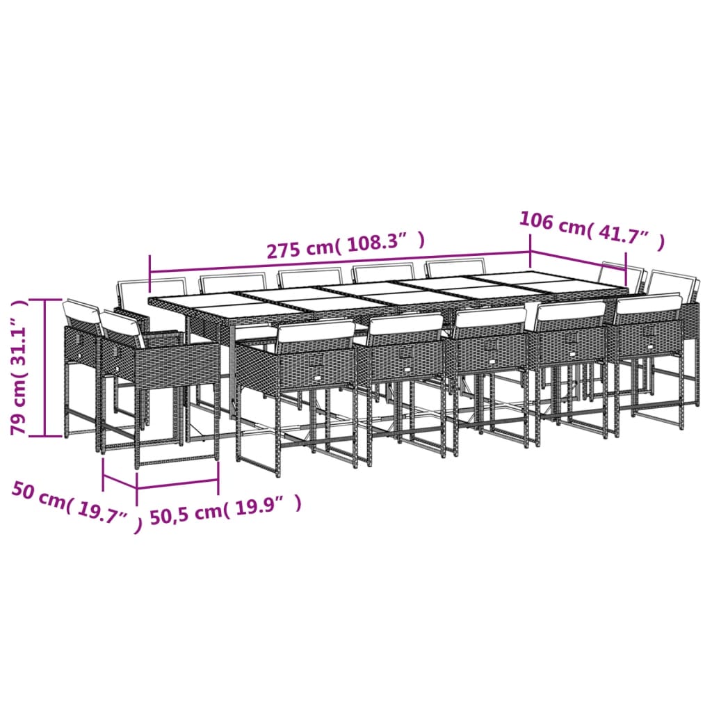 15-delige Tuinset met kussens poly rattan zwart is nu te koop bij PeponiXL, paradijselijk wonen!