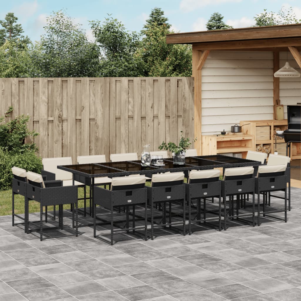 15-delige Tuinset met kussens poly rattan zwart is nu te koop bij PeponiXL, paradijselijk wonen!