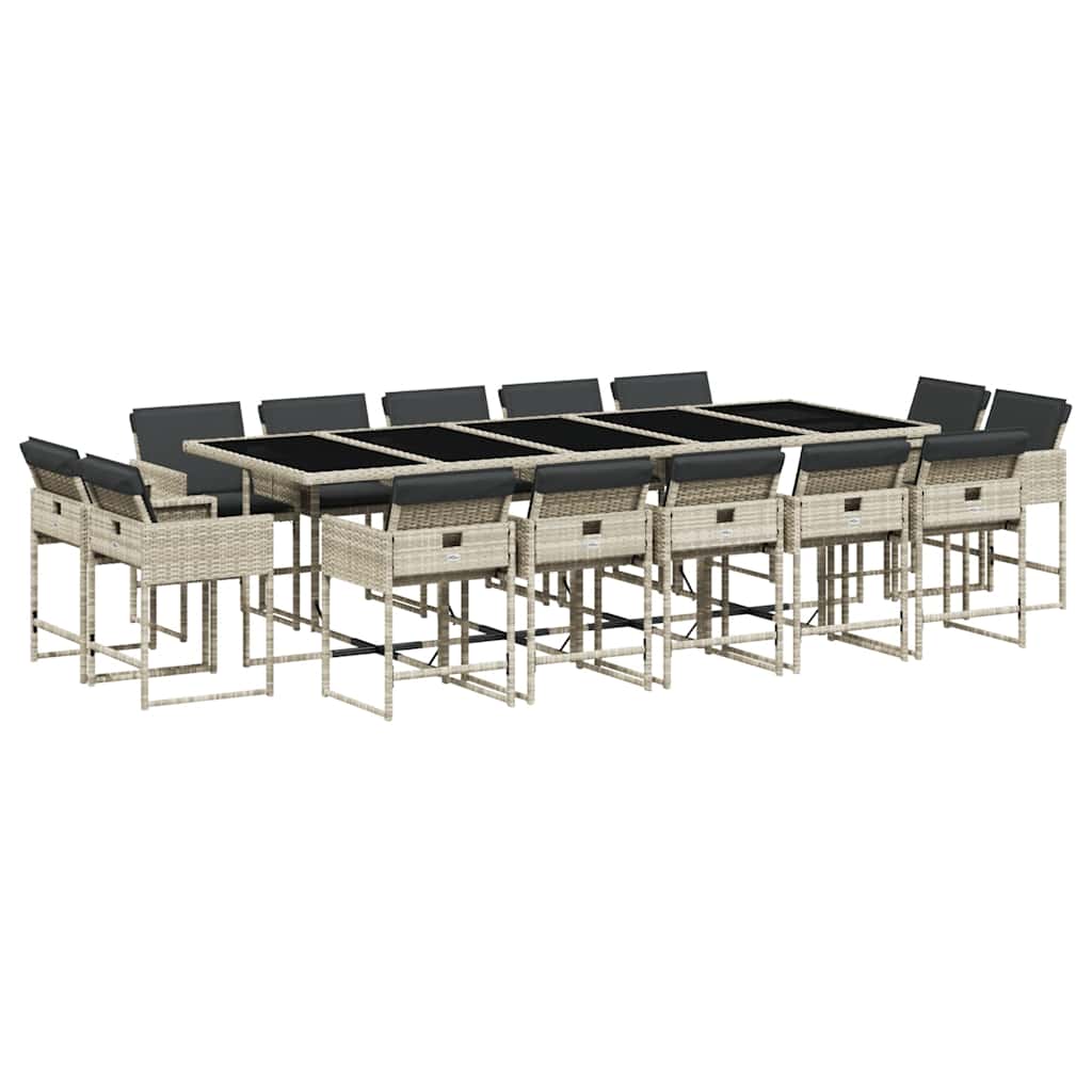 15-delige Tuinset met kussens poly rattan lichtgrijs is nu te koop bij PeponiXL, paradijselijk wonen!