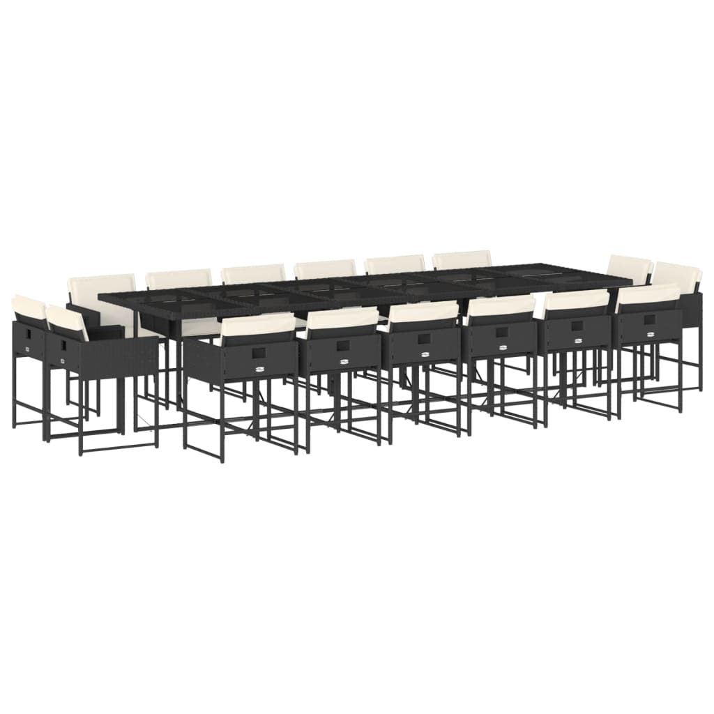 17-delige Tuinset met kussens poly rattan zwart is nu te koop bij PeponiXL, paradijselijk wonen!