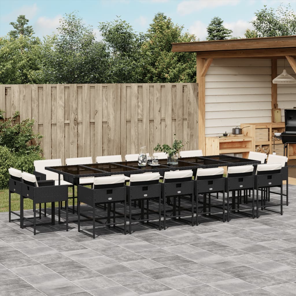 17-delige Tuinset met kussens poly rattan zwart is nu te koop bij PeponiXL, paradijselijk wonen!