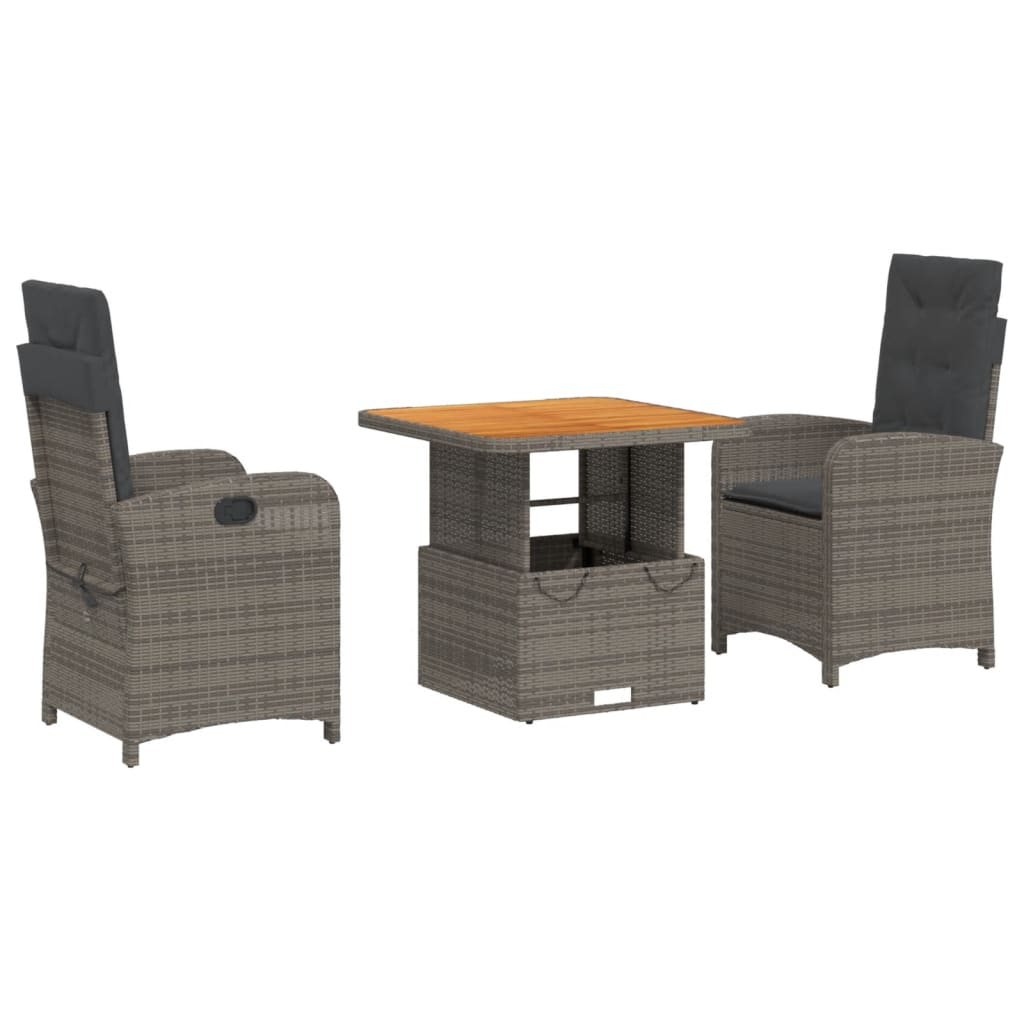 3-delige Tuinset met kussens poly rattan grijs is nu te koop bij PeponiXL, paradijselijk wonen!