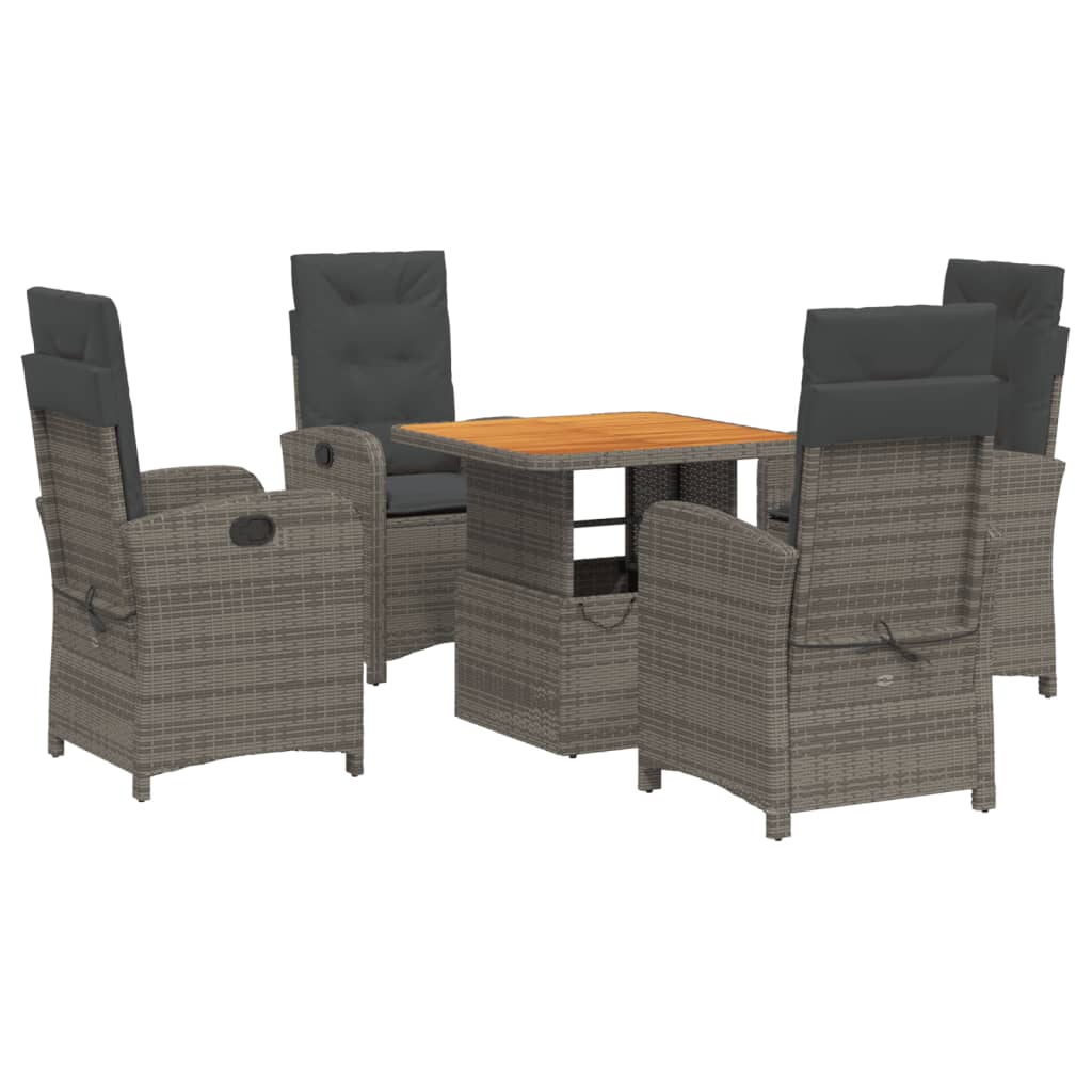 5-delige Tuinset met kussens poly rattan grijs is nu te koop bij PeponiXL, paradijselijk wonen!