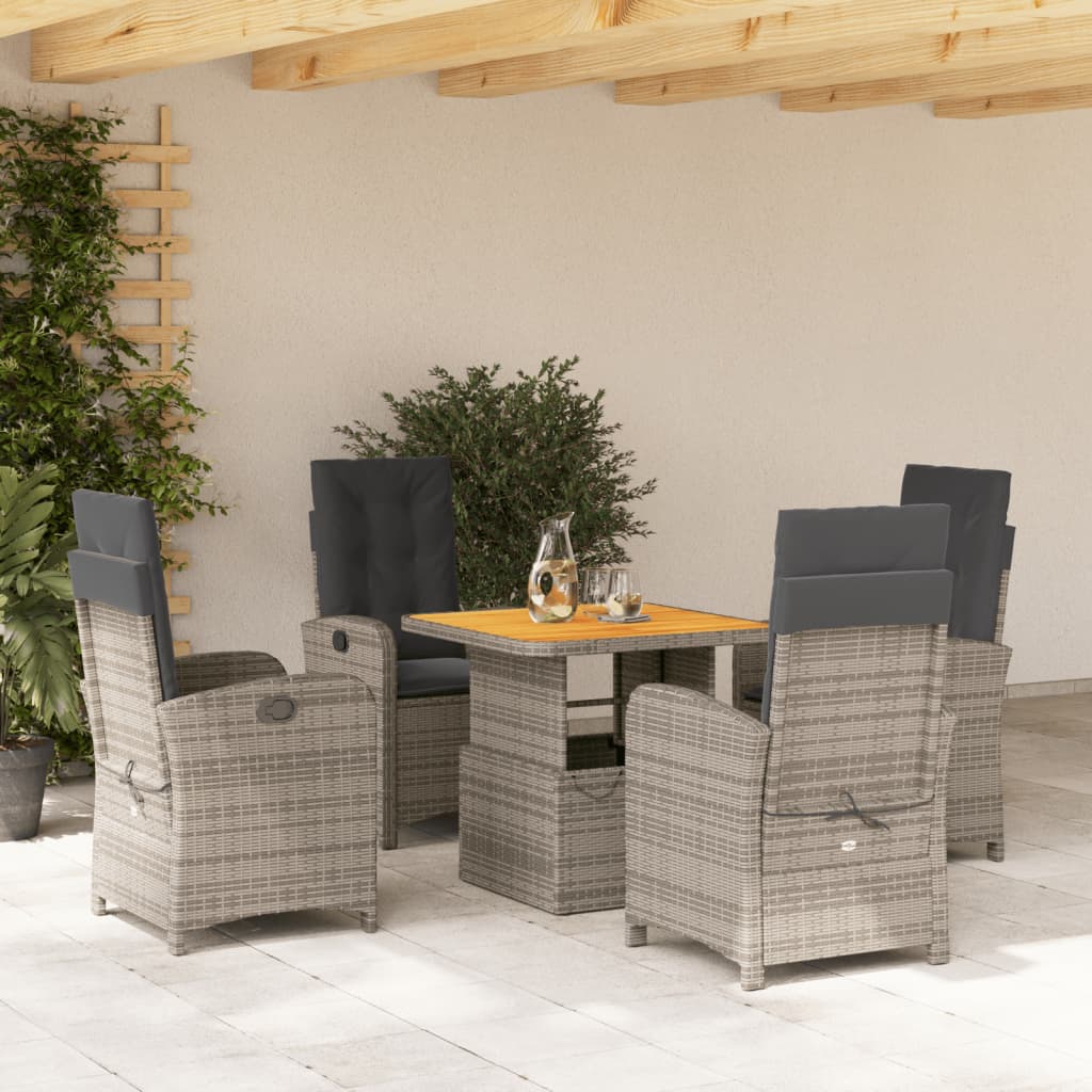 5-delige Tuinset met kussens poly rattan grijs is nu te koop bij PeponiXL, paradijselijk wonen!