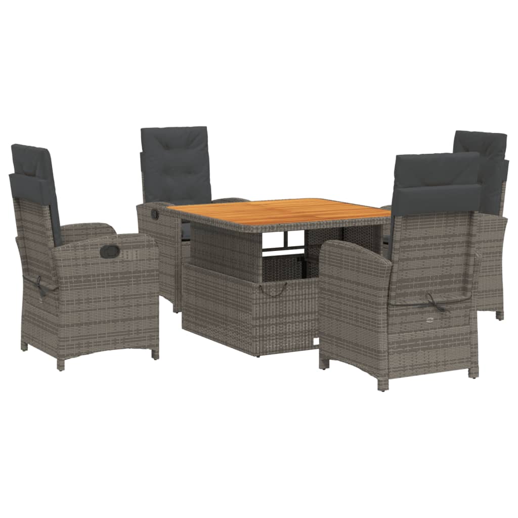 5-delige Tuinset met kussens poly rattan grijs is nu te koop bij PeponiXL, paradijselijk wonen!