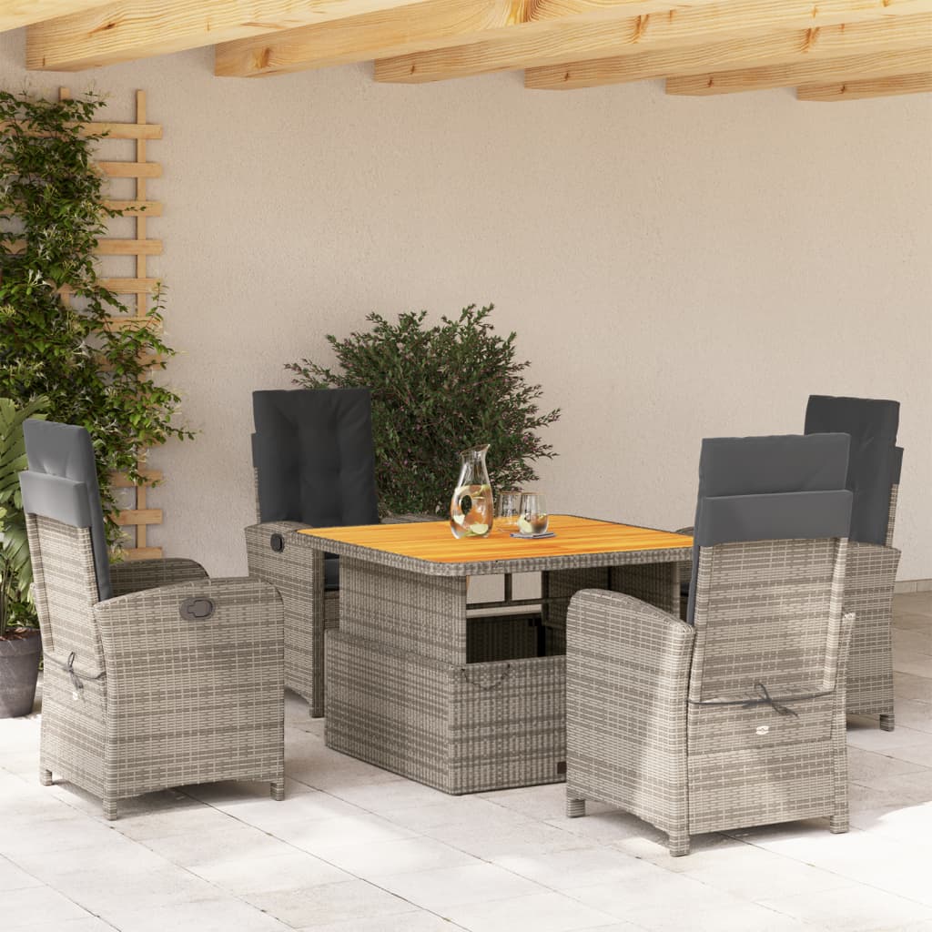 5-delige Tuinset met kussens poly rattan grijs is nu te koop bij PeponiXL, paradijselijk wonen!