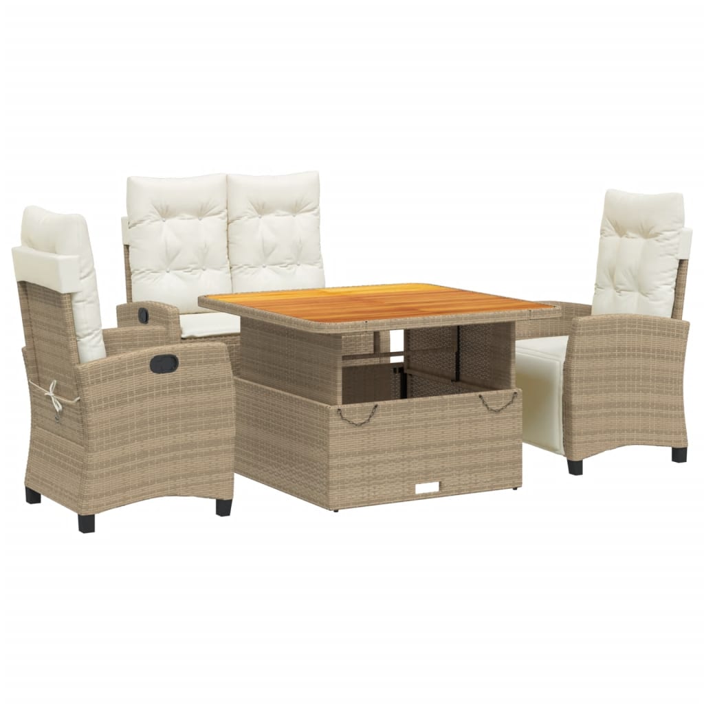 4-delige Tuinset met kussens poly rattan beige is nu te koop bij PeponiXL, paradijselijk wonen!