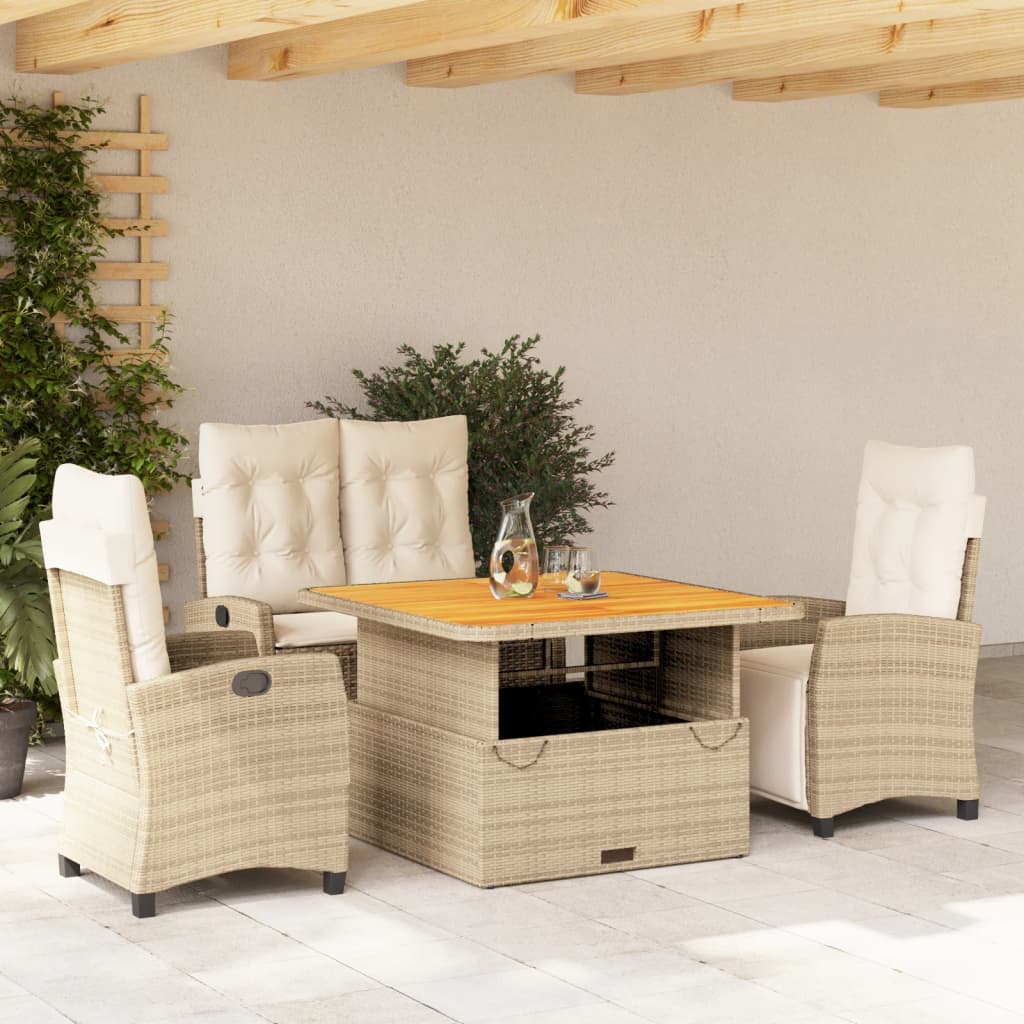 4-delige Tuinset met kussens poly rattan beige is nu te koop bij PeponiXL, paradijselijk wonen!