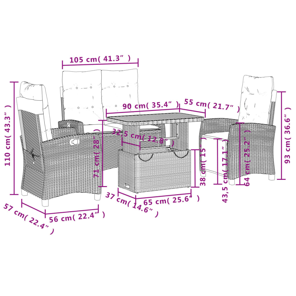 4-delige Tuinset met kussens poly rattan beige is nu te koop bij PeponiXL, paradijselijk wonen!