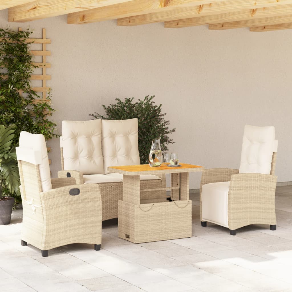 4-delige Tuinset met kussens poly rattan beige is nu te koop bij PeponiXL, paradijselijk wonen!