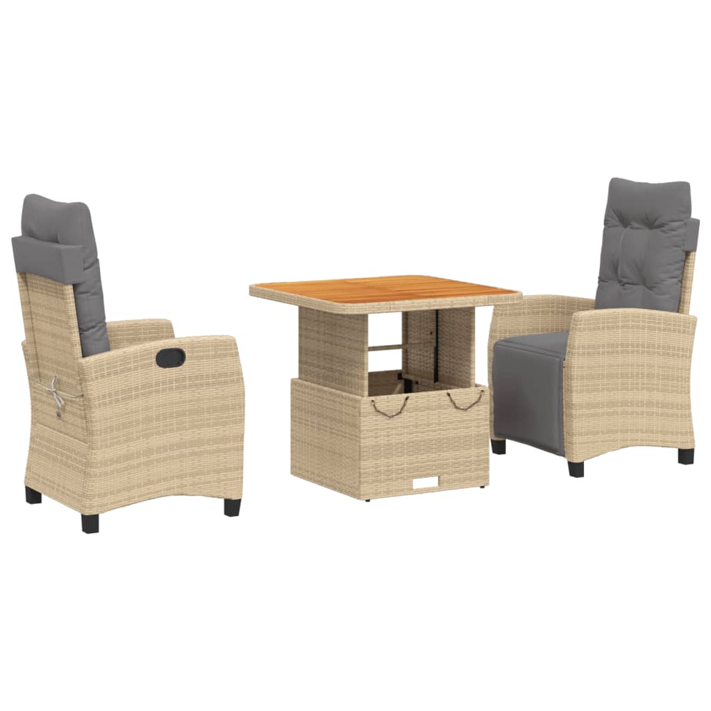 3-delige Tuinset met kussens poly rattan beige is nu te koop bij PeponiXL, paradijselijk wonen!