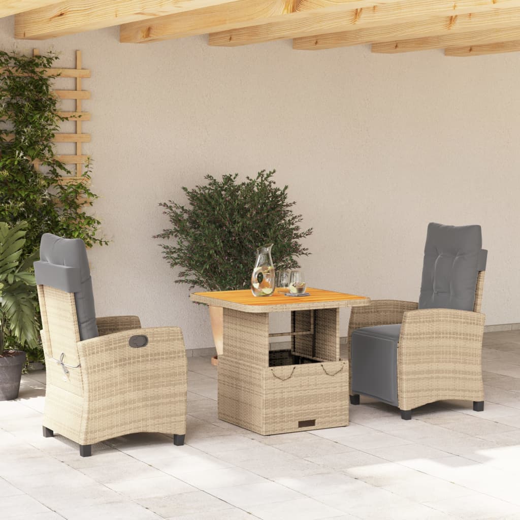 3-delige Tuinset met kussens poly rattan beige is nu te koop bij PeponiXL, paradijselijk wonen!