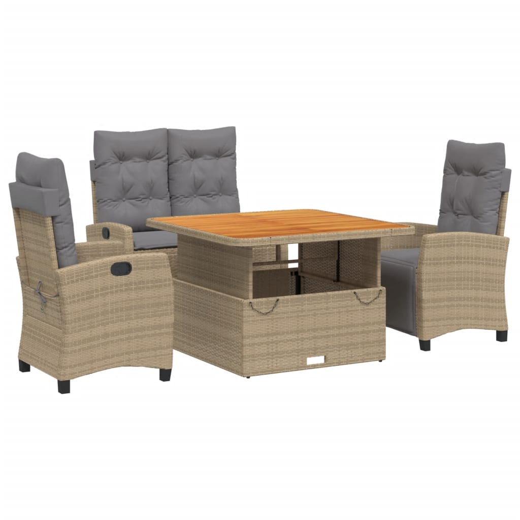 4-delige Tuinset met kussens poly rattan beige is nu te koop bij PeponiXL, paradijselijk wonen!
