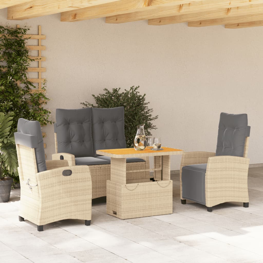4-delige Tuinset met kussens poly rattan beige is nu te koop bij PeponiXL, paradijselijk wonen!