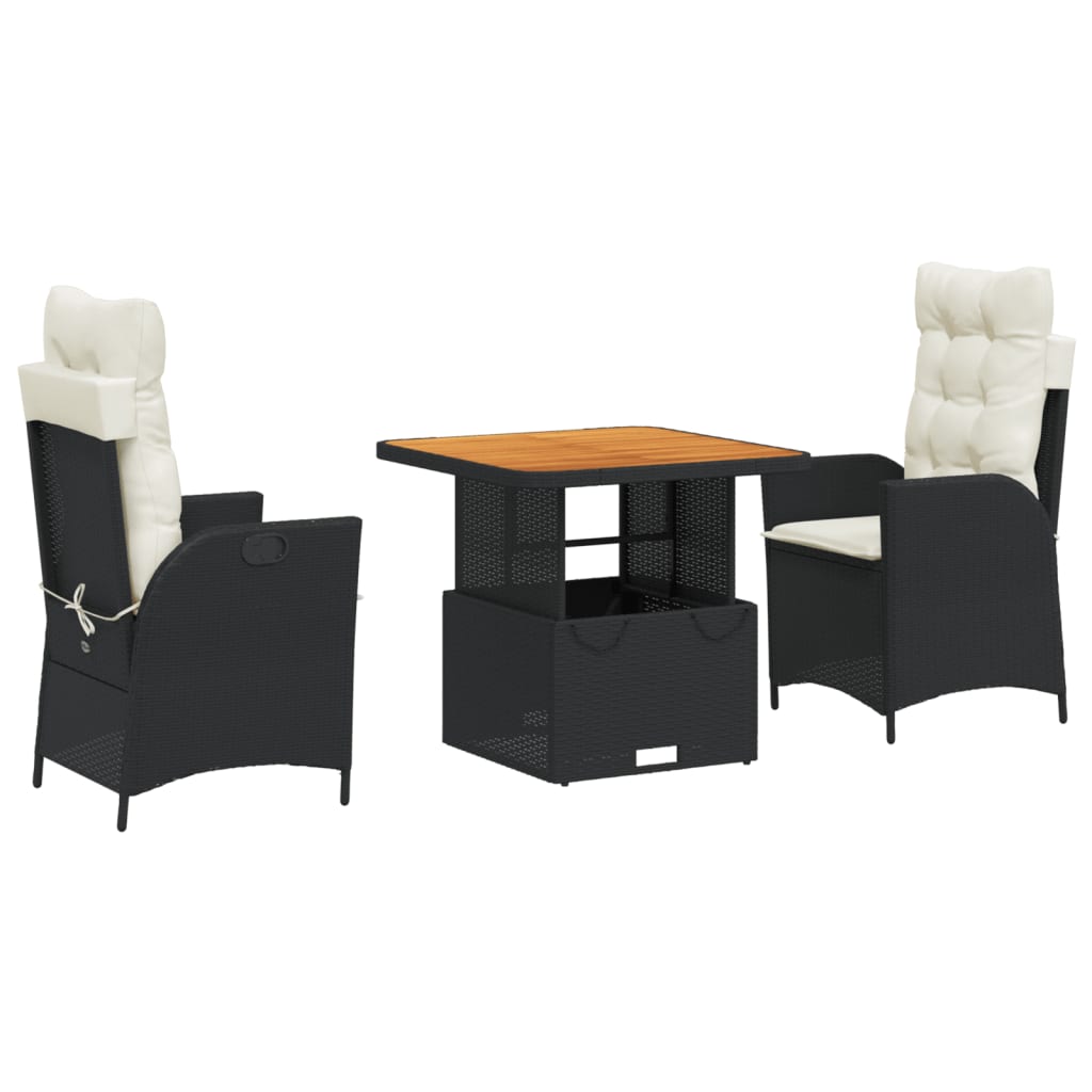3-delige Tuinset met kussens poly rattan zwart is nu te koop bij PeponiXL, paradijselijk wonen!