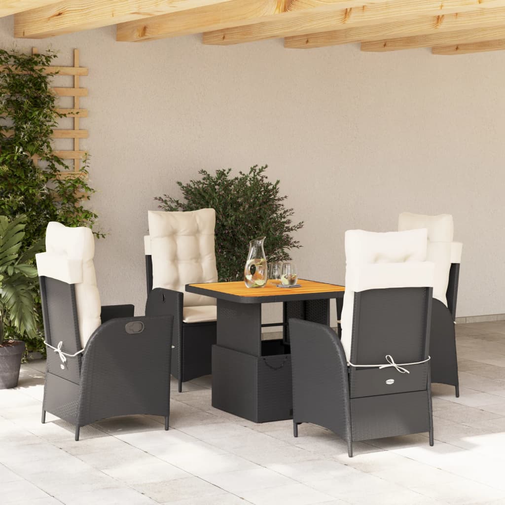 5-delige Tuinset met kussens poly rattan zwart is nu te koop bij PeponiXL, paradijselijk wonen!