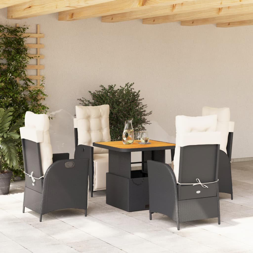 5-delige Tuinset met kussens poly rattan zwart is nu te koop bij PeponiXL, paradijselijk wonen!